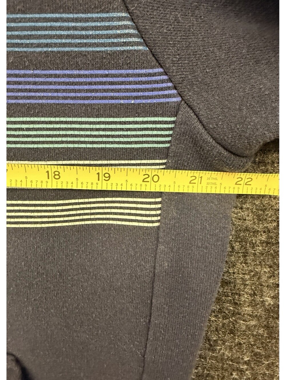 Patagonia Hoodie Mens M Blue Pullover Striped Heavyweight Uprisal Outdoor Pocket - Picture 6 of 6
